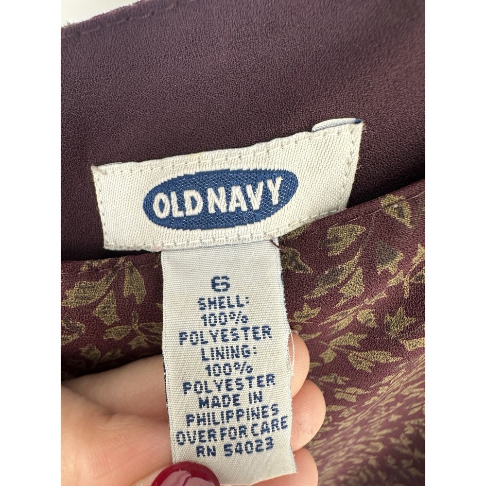 Vintage Old Navy 90s Y2K Floral Maxi Dress Size 8 Burgundy Sleeveless 0313 - Picture 5 of 8